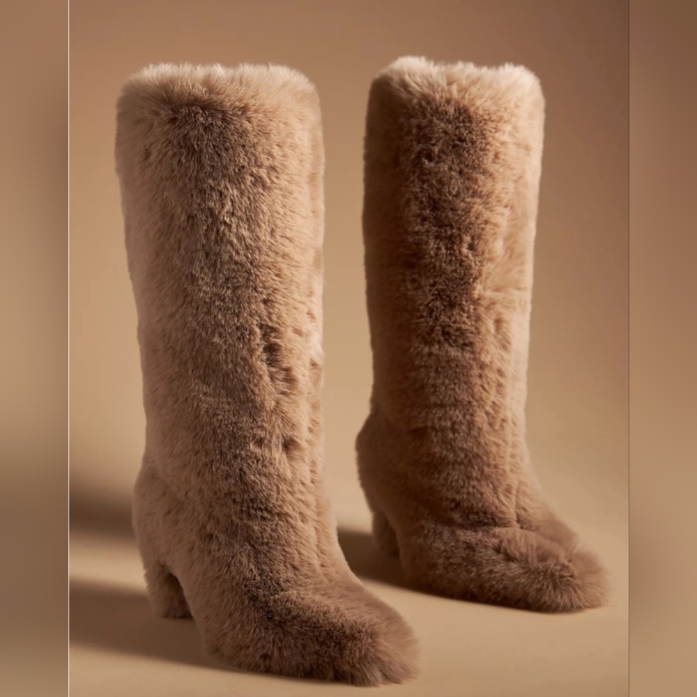 Jeffery Campbell "Fuzzie" faux fur high heel boots - US 8W